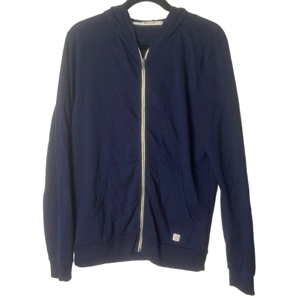 Marine Layer Afternoon Full Zip Hoodie M Navy Blue Soft Fleece Cotton Modal